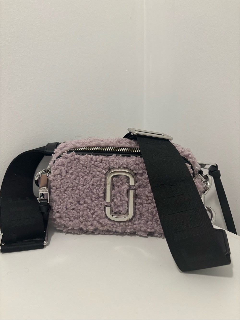 Marc Jacobs the Snapshot Teddy Fur Lilac Crossbody Bag